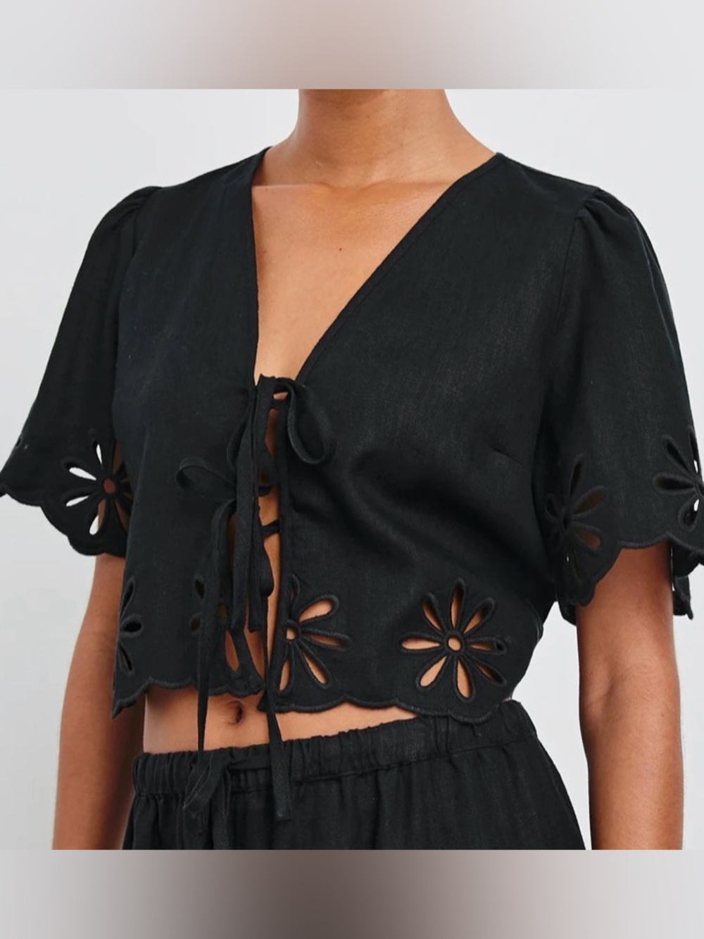 Rails Black Eyelet  Crop Top
